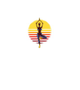 Retro yoga model negru pe tricou