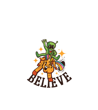 Unicorn Alien model alb pe tricou