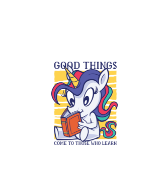 Student unicorn model alb pe tricou