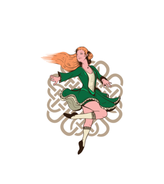 Femeile Dansatoare irlandeză model alb pe tricou