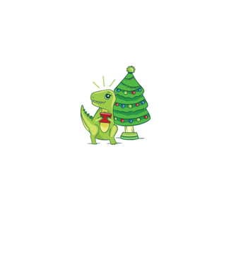 T-rex de Crăciun model alb pe tricou