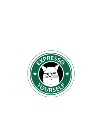 Expresso Yourself tricou Pisică cu cafea model negru pe tricou