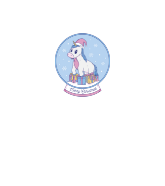 Glob de zăpadă drăguț, de Crăciun, cu Unicorn model negru pe tricou