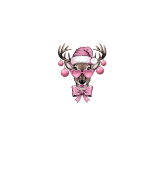Pink Xmas Reindeer model alb pe tricou