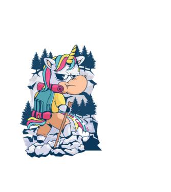 Unicorn excursionist pipi model alb pe tricou