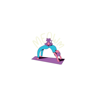 Meowm - Pisică Yoga model negru pe tricou