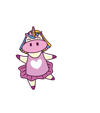 Unicorn dansator de balet model alb pe tricou