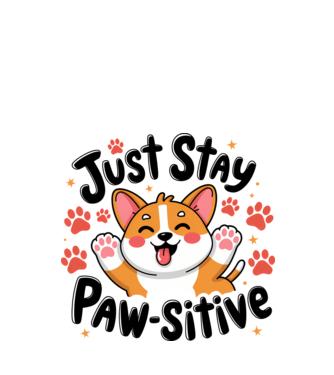 Just Stay Paw-sitive Alb model alb pe tricou