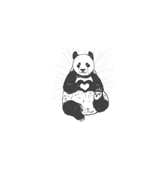 Inimă panda model albastru jeanși pe tricou