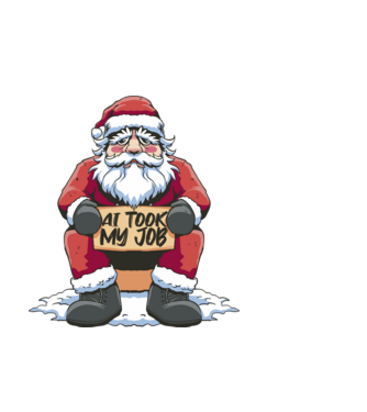 AI took my job Santa model negru pe tricou