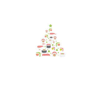 Pom de Crăciun Sushi model verde pe tricou