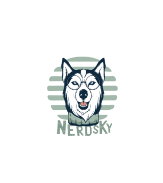Nerdsky Husky model negru pe tricou