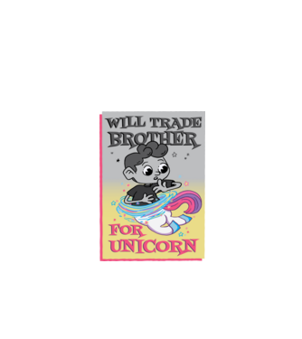 Îl ofer la schimb pe fratele meu pentru un unicorn model negru pe tricou