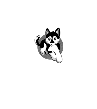Câine Pomsky model albastru jeanși pe tricou