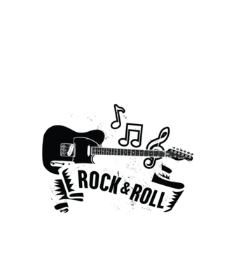 Rock & Roll chitară model negru pe tricou