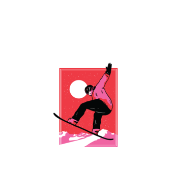 Snowboard poster model negru pe tricou