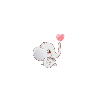 Elefant drăguț model alb/roșu pe tricou
