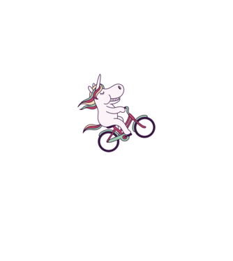 unicorn cu bicicletă model alb pe tricou