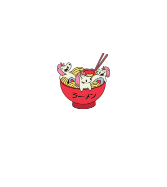 Unicorn Ramen model alb pe tricou