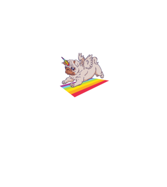 Pugicorn - mops unicorn model negru pe tricou