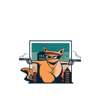 Pew Pew Pew Madafakas Pisică model alb pe tricou
