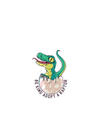 Be kind adopt a Raptor tricou cu dinozaur model alb pe tricou