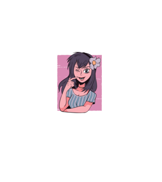 Fată Anime model albastru închis pe tricou