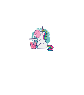 Unicorn Bubble Tea model alb pe tricou