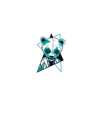 Panda Neon model alb pe tricou