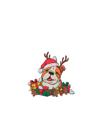 Bulldog de Crăciun model nisipiu pe tricou