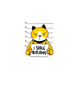 Pisică hoață Bitcoin model gri pe tricou