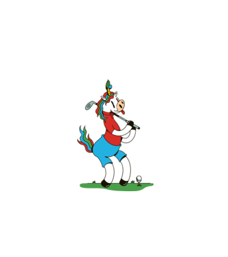 Unicorn jucător de golf model alb pe tricou