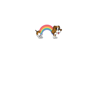 Beagle curcubeu model alb pe tricou