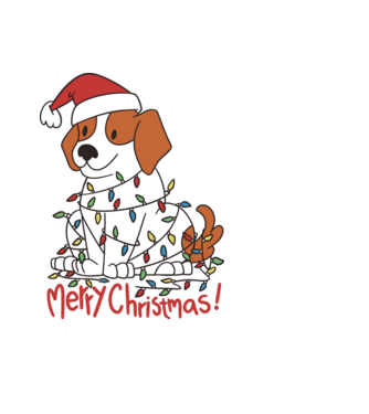 Beagle Crăciun Fericit! model negru pe tricou