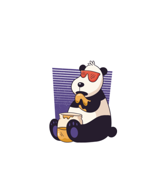 Panda cu miere model alb pe tricou