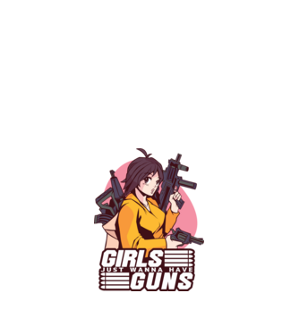 Anime fată cu armă model alb pe tricou