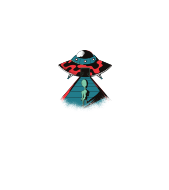 Alien Ufo model albastru jeanși pe tricou