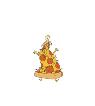 Pizza pom de Crăciun model negru pe tricou