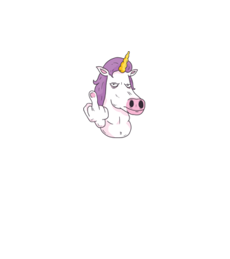 Unicorn arată degetul model negru pe tricou
