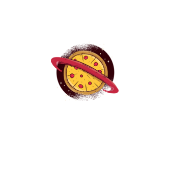 Pizza Planetă model gri pe tricou