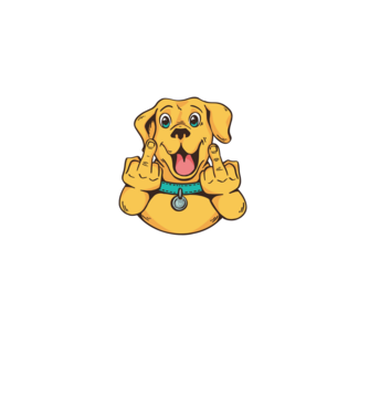 Golden Retriever arată degetul model negru pe tricou