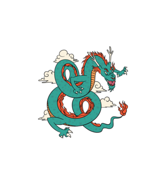 Dragon Chinez model alb pe tricou
