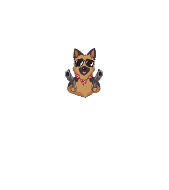 Pew Pew Pew Madafakas Ciobănesc german model negru pe tricou