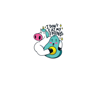 Unicorn Avocado Prietenie model albastru închis pe tricou