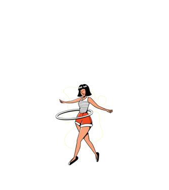 Cerc hula-hoop model albastru închis pe tricou