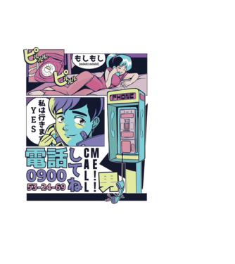Anime Vaporwave benzi desenate model albastru deschis pe tricou