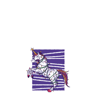 Unicorn pom de Crăciun model alb pe tricou