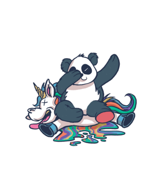 Panda DAB Unicorn model alb pe tricou