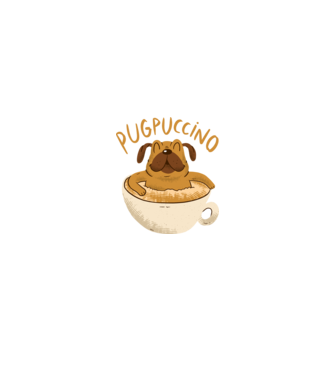 Pugpuccino Capuccino cu Mops model negru pe tricou