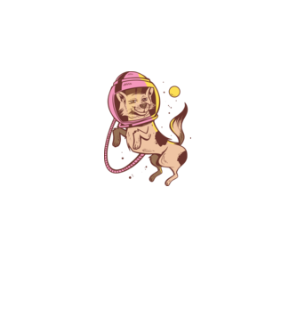 Câine Astronaut model negru pe tricou